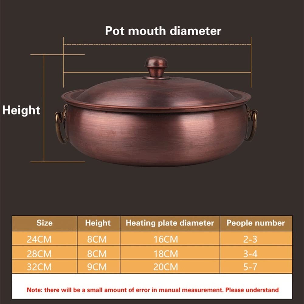 Amazon.com: 烹飪鍋銅火鍋電磁爐氣體銅湯鍋加厚復古鍋純銅手動鍋銅鍋
