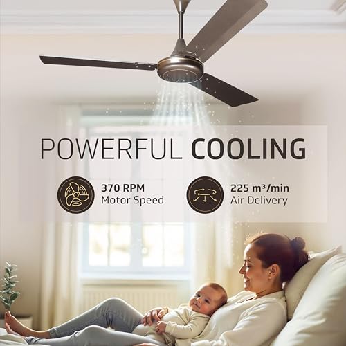 Image of V Guard Gatimaan Pro Bz Ultra High-Speed Ceiling Fan for Home |BEE 1 Star Rating | 370 RPM | Aerodynamically Designed Blades | 1.2M Sweep | Pearl Brown