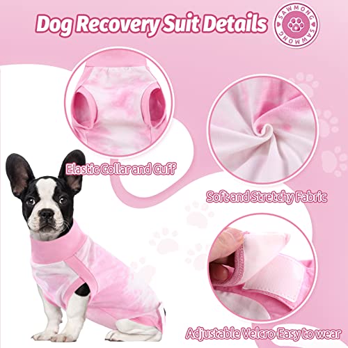 Image of SAWMONG Dog Surgery Recovery Suit, Tie Dye Pet Surgical Suit for Female & Male, Cone E-Collar Alternatives After Spay for Abdominal Wounds, Anti-Licking Neuter Dog Onesie for Small Medium Large Dogs