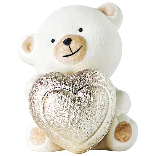 Figura decorativa de oso cerámico con corazón dorado miniatura 1
