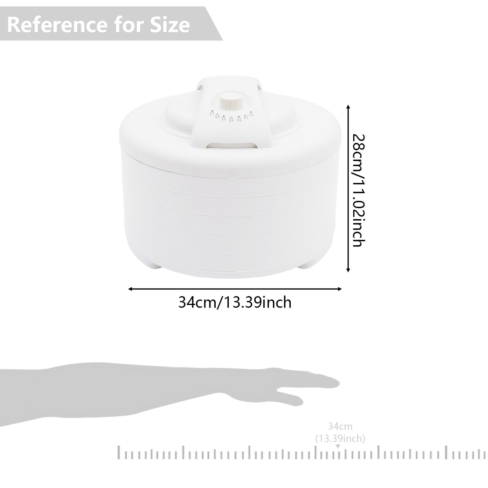 Deshidratador portátil de 450 W, secadora de alimentos con función de recirculación, control de temperatura 35-71 °C, 5 bandejas apilables, sin BPA, para frutas, verduras, hierbas, carne y pescado, 34