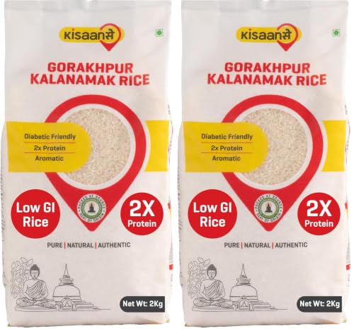 Image of KisaanSay Gorakhpur Kalanamak Rice 2KG | Diabetic Friendly | Aromatic | Unpolished | High in Iron & Protein | Rich in Nutrients & Fiber | Buddha Rice | Traditionally Milled | Low GI | helps manage weight and sugar control rice.