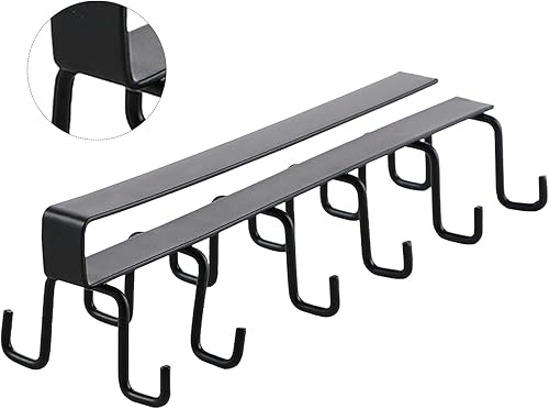 Miniatura 7 de AUNMAS Ganchos para tazas debajo del gabinete, colgador de utensilios de gabinete de metal con gancho de doble fila, organizador de tazas para