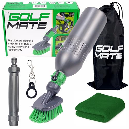 Golf Mate - Ultimate Cleaning Kit for Golf Shoes Clubs & Outdoor Gear - Easy-to-Use Garden Hose Compatibility - Heavy-Duty 500ml Bottle Waterproof Bag & Microfiber Cloth