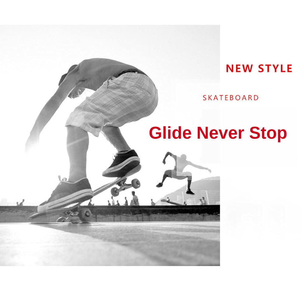 Skateboard, skateboard complet de 31 po X8 pour adolescents et adultes, 7 couches d'érable canadien, double kickboard, normes concaves et patins à astuces