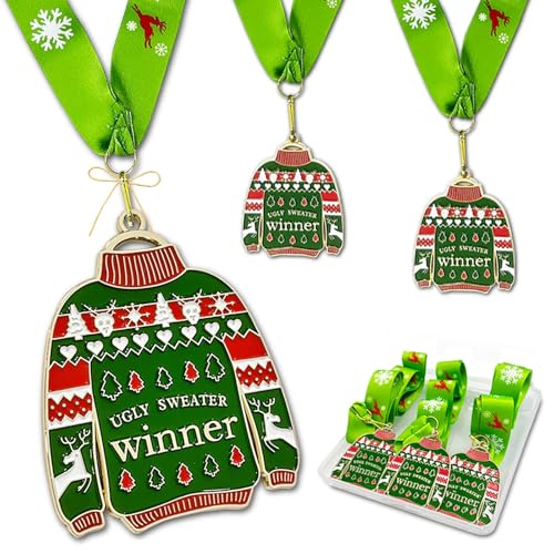 BSTWARM 3 Pcs Christmas Sweater Medal Ugly Sweater Medal That Christmas Party Decoration Medal for Ugly Sweater Contest Winners