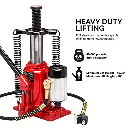 Tooluxe 31010L Low Profile Air Hydraulic Manual Bottle Jack, 20 Tons - Thumbnail 2