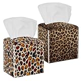 2 Pack Leopard Print Pattern (6) Tissue Box, Hotel and Restaurant Paper Towel Box