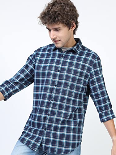 Image of KETCH Men Polycotton Slim Fit Checked Full Sleeve Shirt