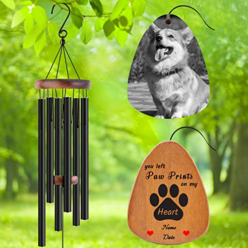 Image of Personalized Custom Wind Chimes Memorial Gift for Loss of Loved One Mother Dad Mom Dog Pets Customized Outdoor Sympathy Wind Chimes with Photo Text