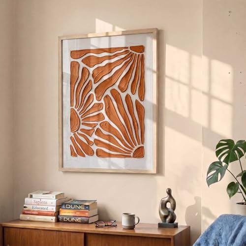 Image of kotart Boho Floral Art WALL Framed Painting | Big Aesthetic Flowers WALL Framed Paintings for Living Room Bedroom Wall Decor (14X20 inch)