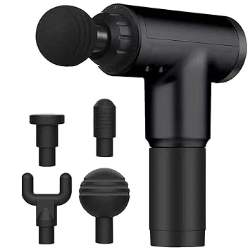 Massager Gun Handheld Electric Deep Tissue Percussion Muscle Body Massager Gun with 6-Speed, for Pain and Stress Relief with 4 Massage Head(Multi)