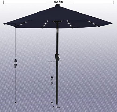 Image of ABCCANOPY Durable Solar Led Patio Umbrellas with 32LED Lights 11FT (Navy Blue)