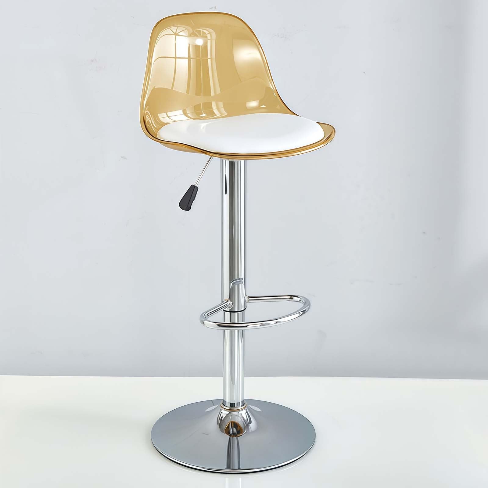 Tabourets de bar pivotants en cuir synthétique et finition transparente haute qualité
