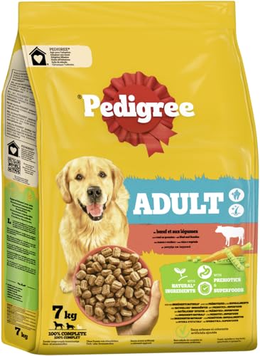 PEDIGREE Adult Trockenfutter mit Rindfleisch und Gemüse für Erwachsene Hunde, 10 kg, 7 kg