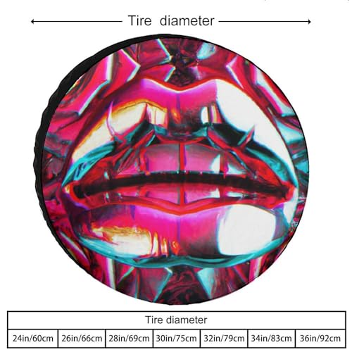 Image of Pink Funny Rose Lips Spare Tire Cover Wheel Tyre Covers Travel Trailers Protectors Weatherproof Dust-Proof for Camper Trailer Truck Rv Universal 28inch