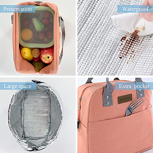 Mziart Bento Lunch Bag For Women Men, Insulated Lunch Tote Bag Reusable Cooler Lunch Box Holder With Adjustable Shoulder Strap For Work Picnic Travel Beach (Pink) #TOP3