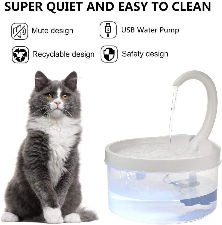 Fuente automática para agua de mascotas con luz LED miniatura 6