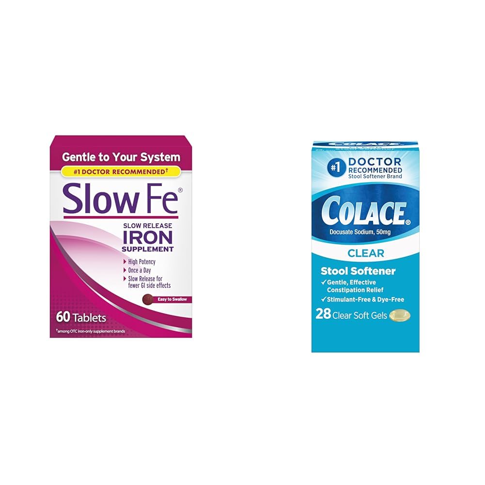 Slow Fe 45mg Iron Supplement for Iron Deficiency, Slow Release, High Potency, Easy to Swallow Tablets - 60 Count