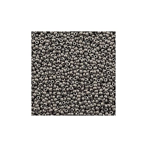 10 g TOHO Round Seed Beads Rocailles, Size 11/0, Metallic Silver Frosted Antique Silver (# 566), Japan, Glass — image 1