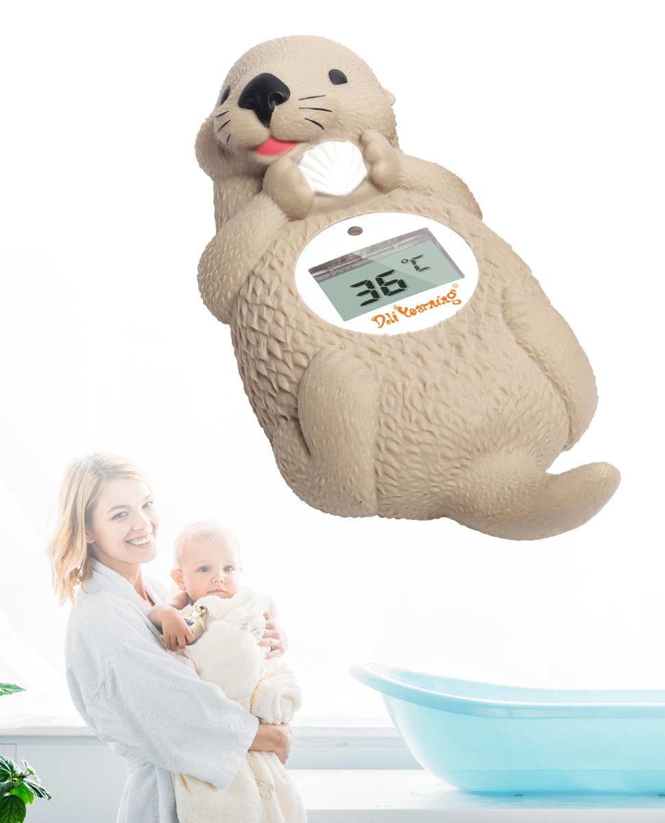 Doli Yearning Baby-Badethermometer, schwimmendes Badespielzeug für Kleinkinder, Badewannenthermometer, in Fahrenheit und Celsius – Seeotter