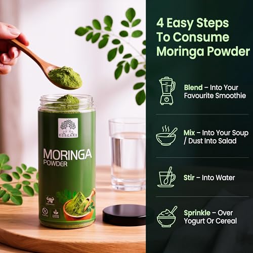 Image of Moringa Powder 500 gram Pure & Organic Drumstick Leaf Superfood | Rich in Vitamins & Minerals | Supports Immunity, Digestion & Energy | No Added Colors or Preservatives | Farm-Grown (500 gram)