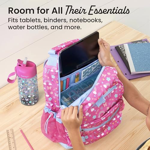 Image of Bentgo Kids Backpack - Lightweight 14 inch Backpack in Fun Prints for School, Travel, & Daycare, Ideal for Ages 4+, Roomy Interior, Durable & Water-Resistant Fabric, & Loop for Lunch Bag (Rainbows)
