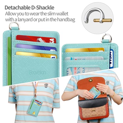 Image of Slim Minimalist Front Pocket Wallet, RFID Blocking Credit Card Holder Wallet with Detachable D-Shackle for Men Women