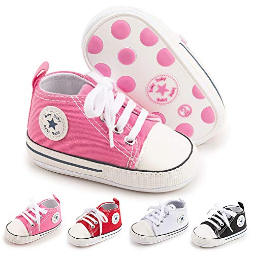 BiBeGoi Save Beautiful Infant Baby Boys Girls Rubber Sold Canvas Sneaker Soft Anti-Slip Star High Top Ankle Newborn Toddler First Walkers Crib Shoes
