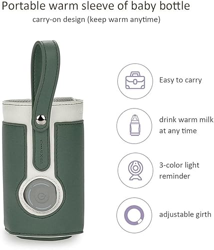 Miniatura 4 de Funda para biberón para mantener el calor, calentador de biberones portátil de 3 temperaturas con alimentación USB, para el hogar y en el (5)