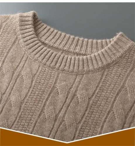 Men's Merino Wool Cashmere Sweater Round Neck Knitted Pullover Business Knitted Top4