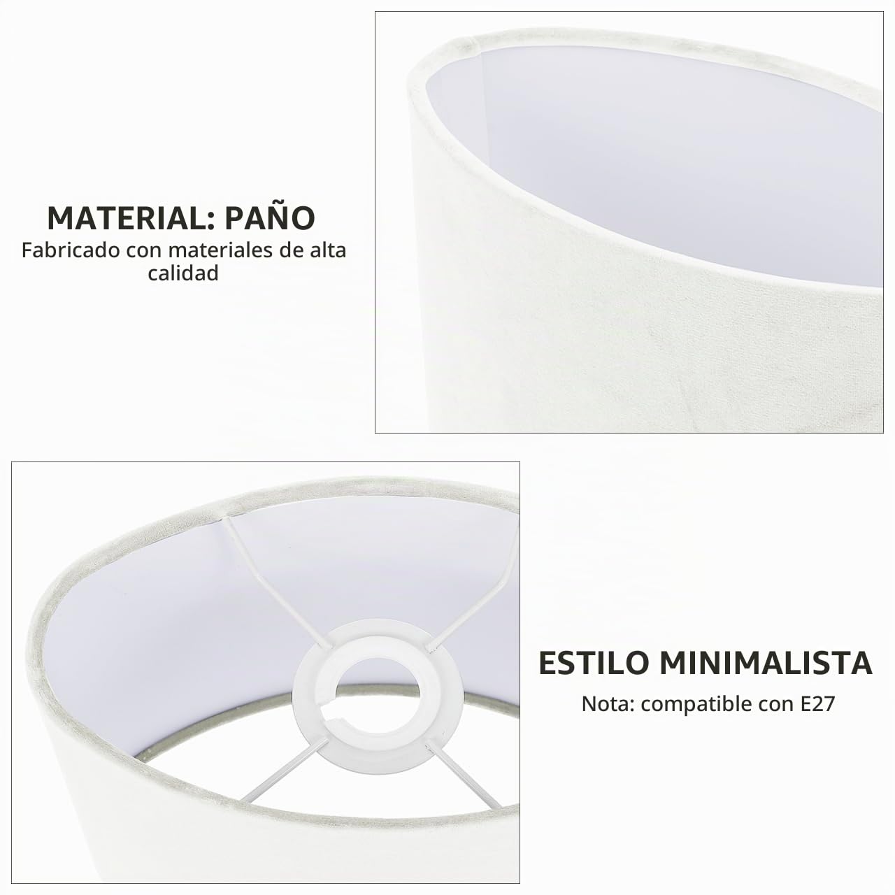 Pantalla Ovalada De Tela Para Lámpara De Mesa Cubierta Decorativa Que Difunde Luz Fácil Instalación Ideal Para Dormitorio Y Sala De Estar