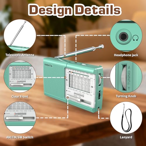 Image of XHDATA D219 AM /FM /SW 12 Bands Radio Pocket Shortwave Receiver for Home or Travel Green