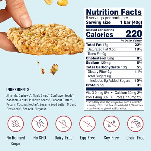 Image of YES Nut Bars - Soft Chewy Healthy Snack Bars (Salted Maple Pecan, 6 count) | Made with Organic Maple Syrup - Vegan, Paleo, Gluten Free, No Refined Sugar, Dairy Free, Plant Based Protein, Low Sugar