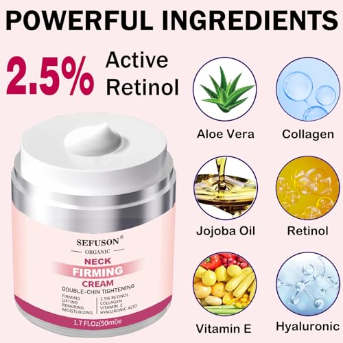 Neck Firming Cream, Neck Cream For Wrinkles & Fine Lines, Moisturizer with Retinol Collagen and Hyaluronic Acid - Image 2