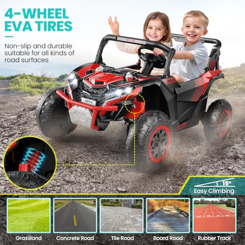 Hikole Two Seater Ride on Car for Kids,24Volt 4×4 Powerful Motors, Ride on Toys UTV for Boys&Girls, Kids Electric Vehicl - Additional View