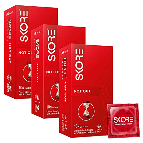 Skore Not Out Pack of 3 (Concealed/Confidential Packaging) Condom (Set of 3, 30S)
