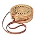Enmain Frauen Runde Rattan Tasche Kreis Stroh Tasche Handgewebte Korb Handgewebte Tasche Sommer Strandtasche Schulter Geldbörse Umhängetasche Böhmisch