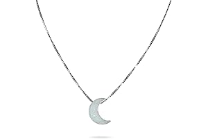 White Opal Moon Necklace - Crescent Moon Choker Necklace for Women