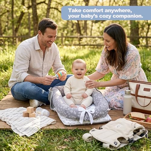 Image of Baby Lounger for Newborn Portable Bag,Baby Play Mat Tummy Time with Strap,Awake-Time Pad Newborn Lounger Adjustable to 0-24 Months Home Travel(Calm Sprig)