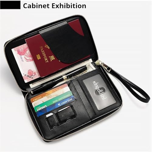 Rowgins Leather Travel Wallet with RFID Protection, Multi-Functional Passport Cover Case with Anti-Theft Zipper Closure(Brown)4