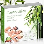 Emperor Bamboo Mattress Protector 200x200cm – Fitted Sheet 100% Bamboo Extra Deep – Silent Soft Cover – Waterproof Emperor Mattress Protector