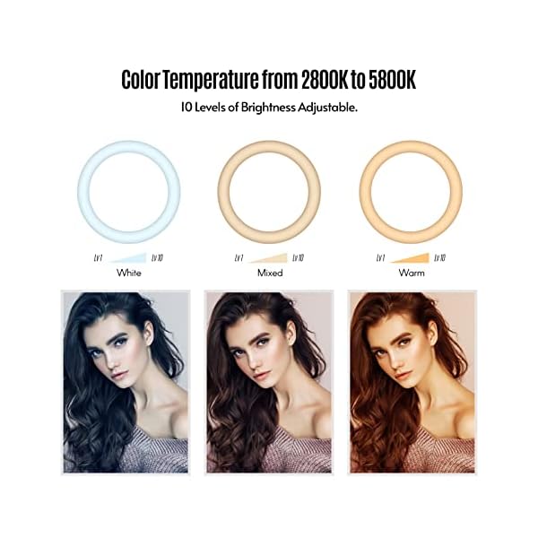 Coniya 13-Zoll-LED-Fotogre für rechtes Licht Licht zweifarbig Temperatur 2800K-5800K 10 Stufen Einstellbare Helligkeit… – Bild 3