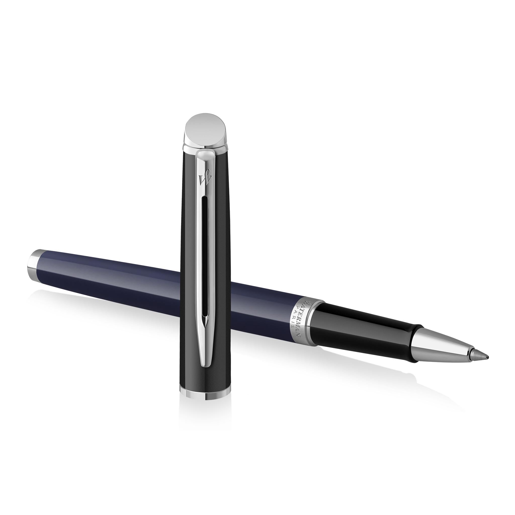 Waterman Hémisphère Tintenroller & Kugelschreiber Set mit Gravur – Personalisiertes Luxus Schreibset für Geburtstag, Jubiläum & Weihnachten (BLOCK BLACK-BLUE)