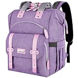 Jiefeike Diaper Bag Backpack,Purple baby bag for Mom Dad Girls Boys,15.6inch baby girl diaper bag with Insulated Pockets,RFID Anti-Theft Water-Resistant Pocket