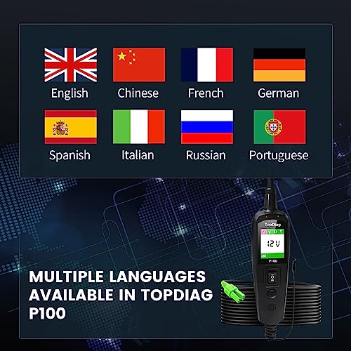 Topdiag P100 Power Circuit Probe Kit Electric Tester Tool AC DC Voltage Tester Car Diagnostic Tool for All Cars Circuit Tester Automotive 40Ft Cable 12V 24V Electrical Circuit Tester for Truck Boat - Thumbnail 6