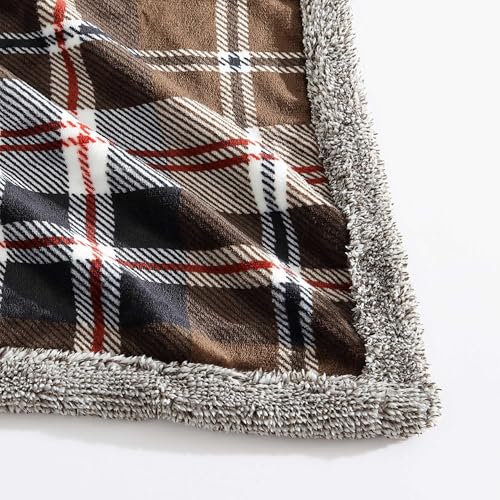 Image of Eddie Bauer - Throw Blanket, Ultra-Soft & Reversible Plush Bedding, Blanket for Couch & Bed (Trailhead Plaid Brown, 50 inch x 70 inch)