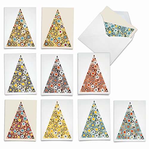 Image of The Best Card Company - 10 Blank Christmas Note Cards with Envelopes (4 x 5.12 Inch) - Fun Assorted Holiday Notecard Set - Ornamentals M6014
