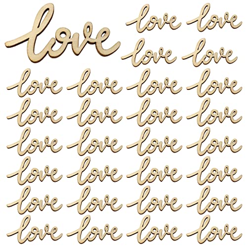 Honbay 40Pcs Unfinished Love Wood Slices Blank Wooden Embellishments Gift Ornaments For Home Wedding Birthday Party Valentine's Day Decoration #TOP18