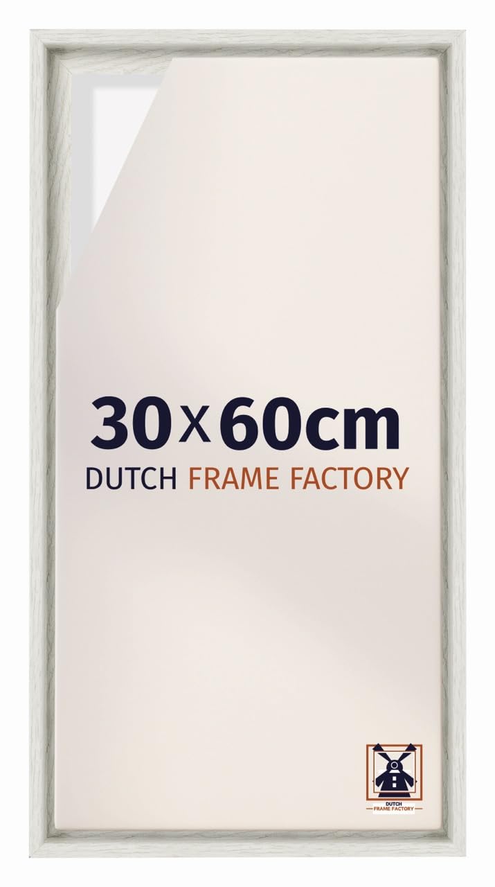 Dutch Frame Factory - Schattenfugenrahmen 30x60 - White Wash - Rahmen für Leinwand Bilder auf Keilrahmen - MDF - Lausanne